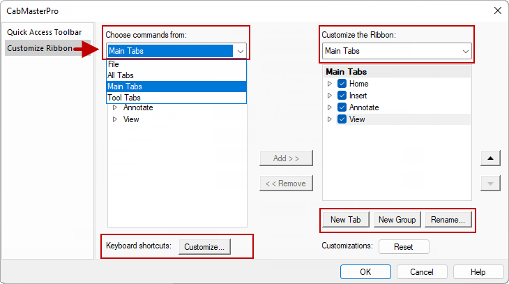 Ribbons Custom Dialog